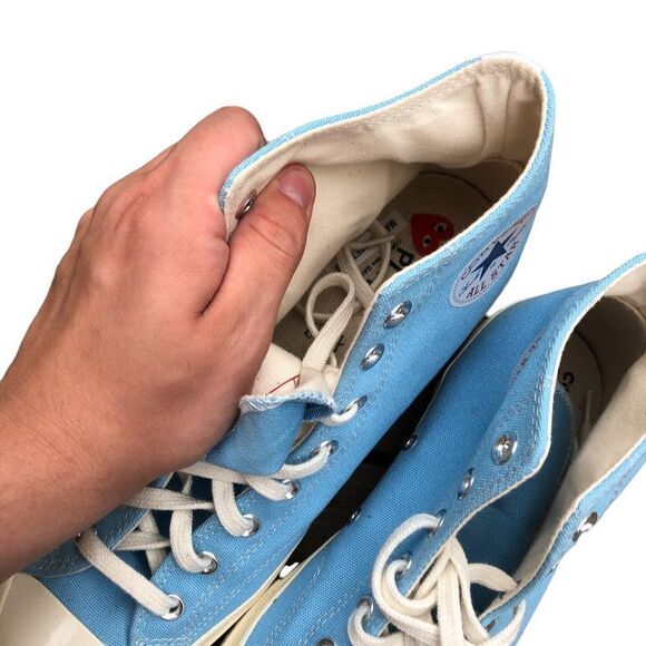 LIMITED Edition CDG Converse X Comme Des Garcons Play Bright Blue Size 11 - Picture 8 of 15